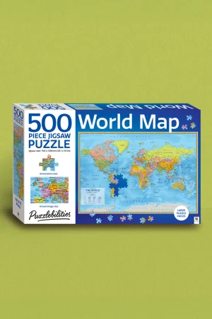 Puzzlebilities World Map 500pc Jigsaw Puzzle by Hinkler - Educational World Map Puzzle