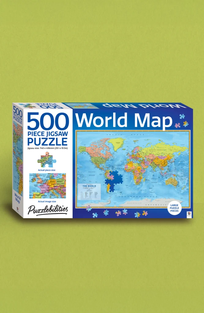 Puzzlebilities World Map 500pc Jigsaw Puzzle by Hinkler - Educational World Map Puzzle