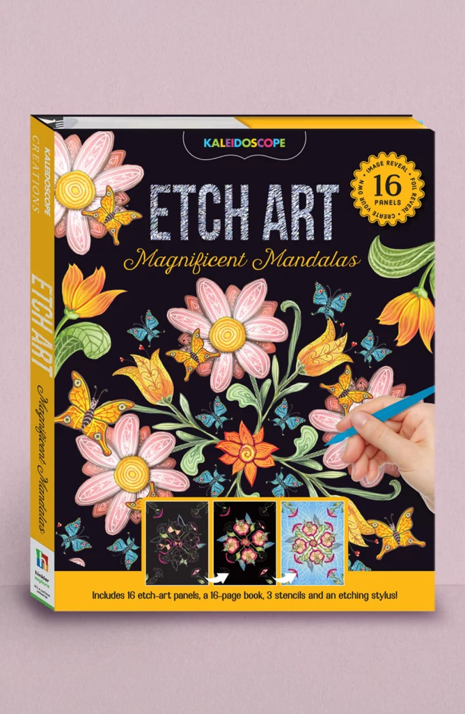 Kaleidoscope Etch Art Magnificent Mandalas by Hinkler - Scratch Art Activity Book with Stylus