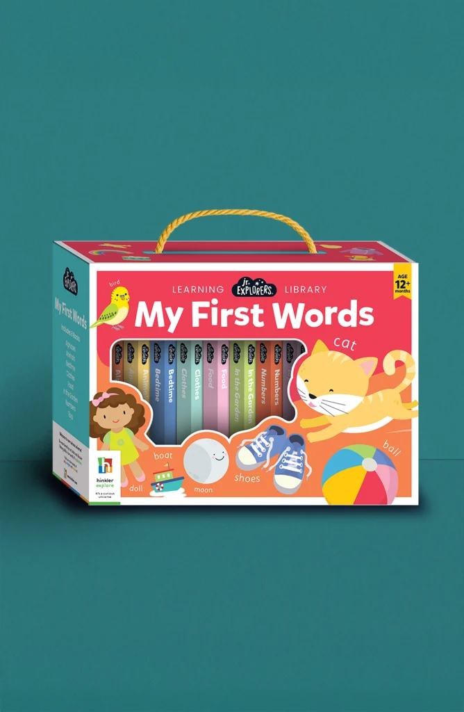 Junior Explorers First Words Learning Library by Hinkler - 8 Board Books Set