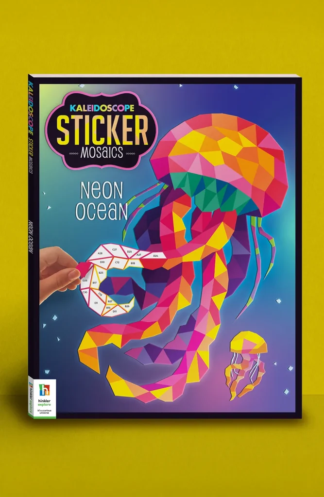 Kaleidoscope Sticker Mosaics Neon Ocean by Hinkler - Geometric Sticker Art Activity Book